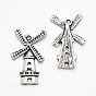Ветряная мельница тибетский стиль сплава подвески, без кадмия и без свинца, 27x17x2 мм, Отверстие : 1 мм , около 714 шт / 1000 г