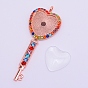 Alloy Rhinestone Pendant Cabochon Settings, with Glass Cabochons, Lead Free & Cadmium Free, Key with Heart