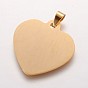Ion Plating(IP) 304 Stainless Steel Stamping Blank Tag Pendants, Heart
