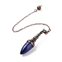 Gemstone Dowsing Pendulums, with Red Copper Plated Brass Chains, Egg Charm