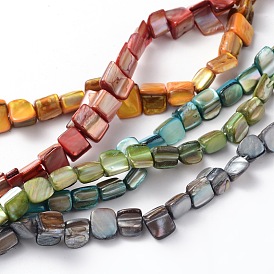Shell Beads Strands, Dyed, Square