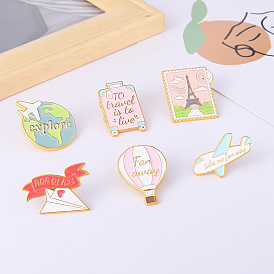 Cartoon Creative Airplane Luggage Balloon Metal Brooch for Fashionable Bags - Unique Badge Accessory
