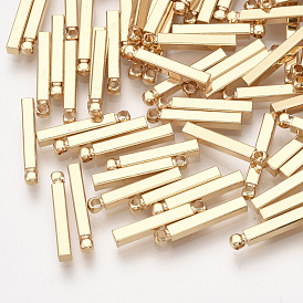 Brass Bar Pendants, Rectangle, Real 18K Gold Plated