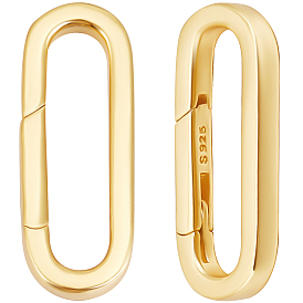 2Pcs 925 Sterling Silver Spring Gate Rings, Oval