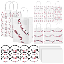 16 шт. бейсбольные бумажные пакеты, с 16шт. браслетов из акриловых бусин и 20шт. бумажной подарочной упаковочной бумаги