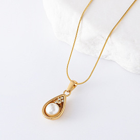 3 шт. ожерелья из нержавеющей стали с жемчугом и каплевидной подвеской для женщин, белые