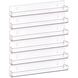 6Pcs Transparent Acrylicc Jewelry Display Stands, Wall Mounted Display Stands, Floating Wall Shelf, Rectangle