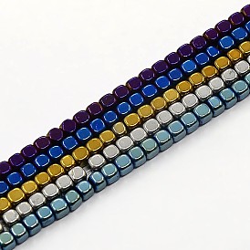 Grade A Electroplate Non-magnetic Synthetic Hematite Beads Strands, Cube, 2x2x2mm, Hole: 1mm, about 178pcs/strand, 15.7 inch