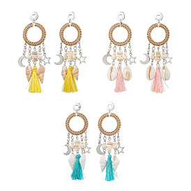 Оболочки серьги стержня, с 304 фурнитурой для сережек-гвоздиков из нержавеющей стали и бусиной из синтетического магнезита, плоско-круглые, цвет нержавеющей стали