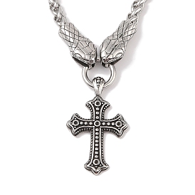 304 Stainless Steel Snak Wheat Chain Viking Cross Pendant Necklaces for Men