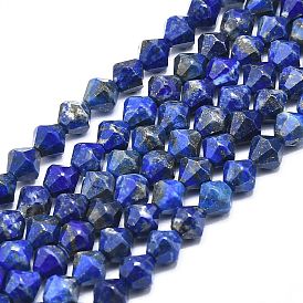 Natural Lapis Lazuli Beads Strands, Faceted, Bicone