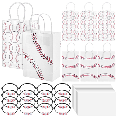 16 шт. бейсбольные бумажные пакеты, с 16шт. браслетов из акриловых бусин и 20шт. бумажной подарочной упаковочной бумаги