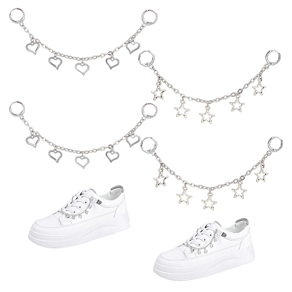 4шт. железные цепи для ремней для ботинок, с подвеской из сплава и кольцами затвора из сплава