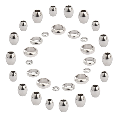 304 Stainless Steel Spacer Beads, Barrel & Rondelle