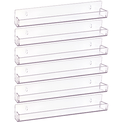 6Pcs Transparent Acrylicc Jewelry Display Stands, Wall Mounted Display Stands, Floating Wall Shelf, Rectangle