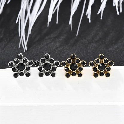 304 из нержавеющей стали серьги, со стразами, ионное покрытие (ip), цветок