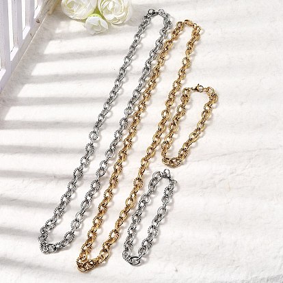 304 Наборы ювелирных украшений из цепочек и ожерелий из нержавеющей стали, с карабин-лобстерами 