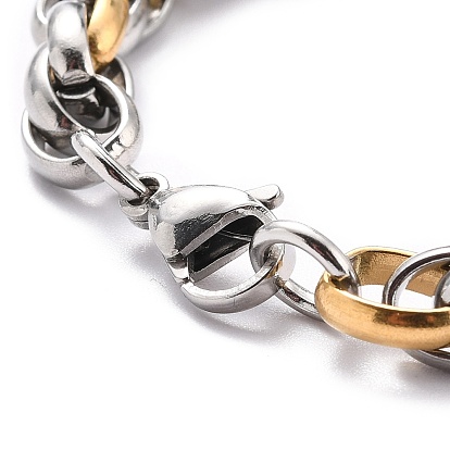 304 bracelet chaîne en acier inoxydable pour hommes femmes, bracelet bicolore