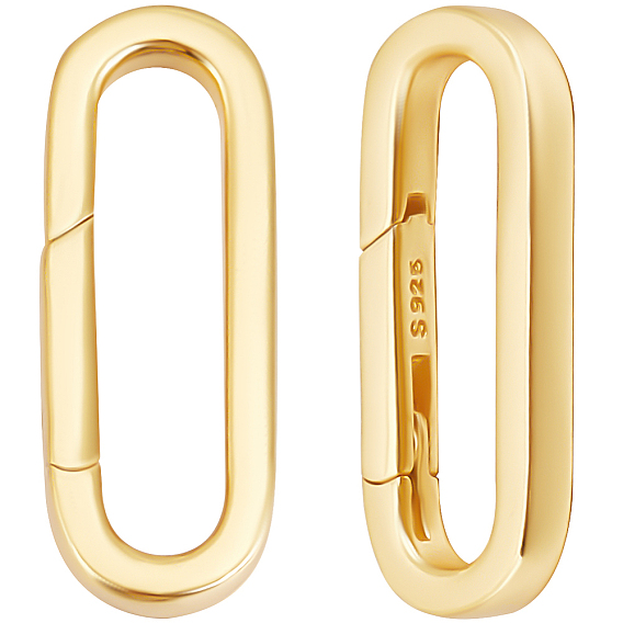 2Pcs 925 Sterling Silver Spring Gate Rings, Oval