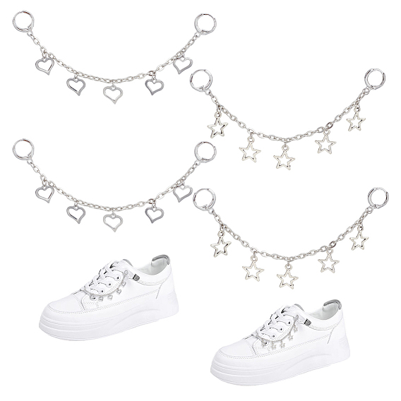 4шт. железные цепи для ремней для ботинок, с подвеской из сплава и кольцами затвора из сплава