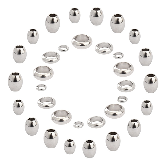 304 Stainless Steel Spacer Beads, Barrel & Rondelle