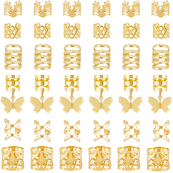 180шт. 6 стили, украшения для волос в виде дредов из железа и сплава, манжеты для волос, золотые