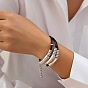 Многорядные браслеты из искусственной кожи с вощеным шнуром, браслеты из сплава трубок для женщин