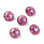 Crackle Moonlight Style Glass Rhinestone Cabochons, Pointed Back, Flat Round