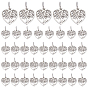 40Pcs Tibetan Style Alloy Pendants, Hollow Heart Charms with Tree
