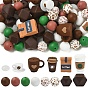 80 pcs 14 styles perles focales en silicone, pour la création de bijoux sur le thème du café