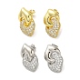 Interlocking Heart Rack Plating Brass Micro Pave Cubic Zirconia Stud Earrings for Women, Long-Lasting Plated, Lead Free & Cadmium Free