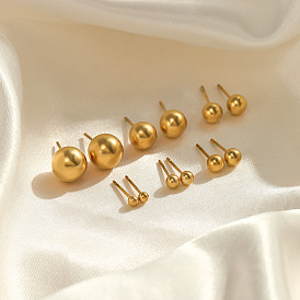 Minimalist Stainless Steel Stud Earrings for Women, 1mm/4mm Round Bead Design