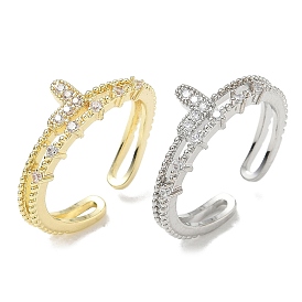 Anillos abiertos de latón con diamantes de imitación, corazón