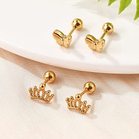 304 из нержавеющей стали серьги, реальный 18 k позолоченный