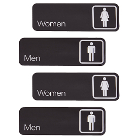 4шт. 2 стили акриловые самоклеящиеся наклейки, знак для мужского и женского туалета, прямоугольные