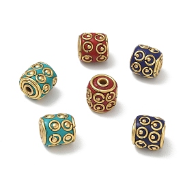 Brass & Resin & Polymer Clay Beads, Columm with Round, Golden