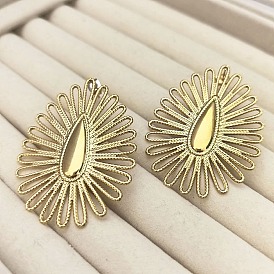 Регулируемые 304 серьги-гвоздики в форме капли из нержавеющей стали с цветком