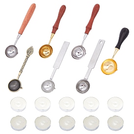 CRASPIRE Wax Sealing Stamp Melting Spoon Kits, for Wedding Invitations Making, with 10PCS Candle