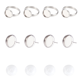 Kits de fabrication de boucles d'oreilles et de bagues DIY, avec réglages en acier inoxydable, Cabochons en verre transparent transparent de 10 mm