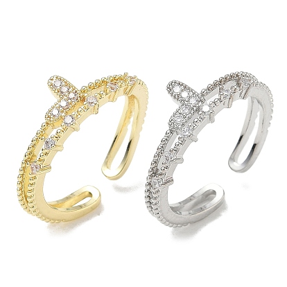 Anillos abiertos de latón con diamantes de imitación, corazón