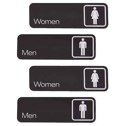 4шт. 2 стили акриловые самоклеящиеся наклейки, знак для мужского и женского туалета, прямоугольные