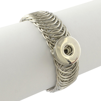 Adjustable Brass Snap Bracelet Making, with Iron Findings, 59x19mm, Fit snap button in 5~6mm knot