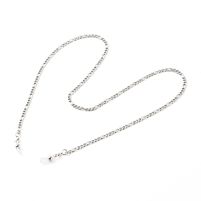 304 цепочки для очков из нержавеющей стали, цепочки для очков, шейный ремешок для очков, с застежками-клешнями из сплава и резиновыми петлями на концах