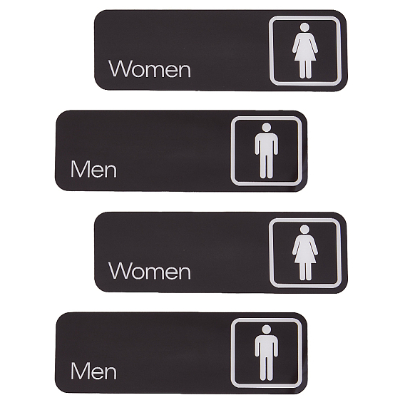 4шт. 2 стили акриловые самоклеящиеся наклейки, знак для мужского и женского туалета, прямоугольные