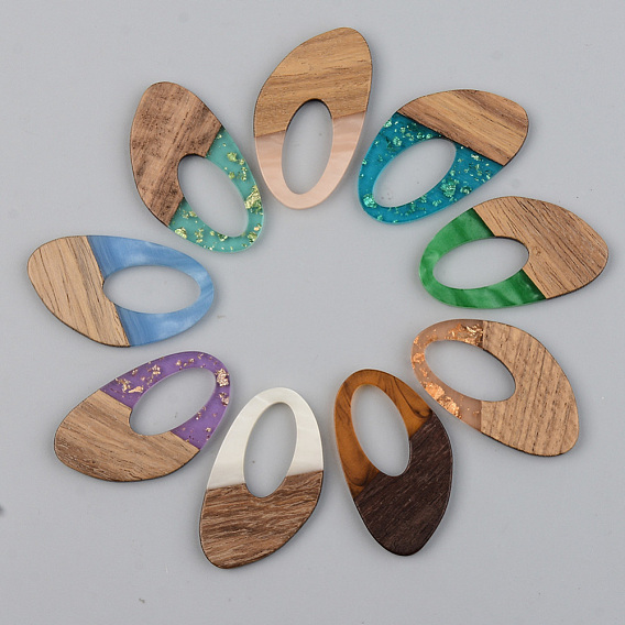 Resin & Walnut Wood Pendants, Teardrop