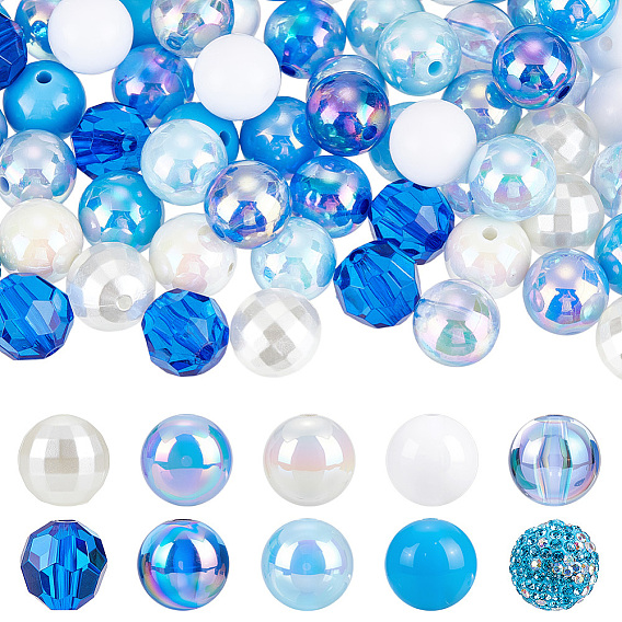 102шт. 11 стили наборы круглых бусин, в том числе полимерная глина, пайетки из стразов и акриловые бусины