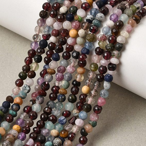 Natural & Synthetic Mixed Gemstone Beads Strands, Smooth Round, Mixed Dyed and Undyed
