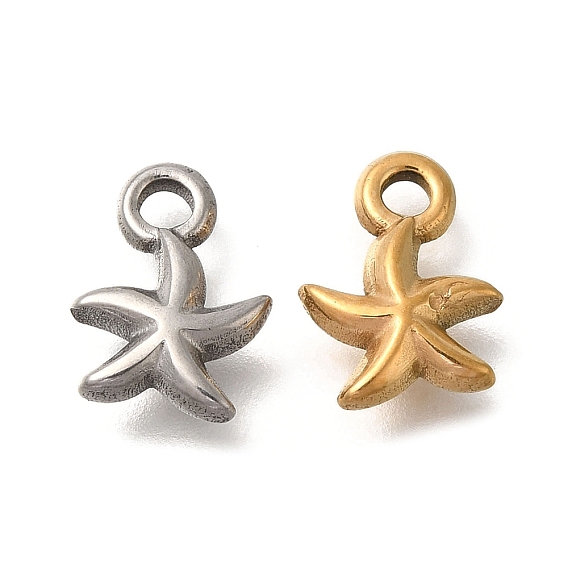 Ионное покрытие (ip) 304 брелоки из нержавеющей стали, очарование морской звезды