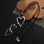 3 Длинные ожерелья с подвеской в виде сердца из сплава, черные шнуровые ожерелья для женщин