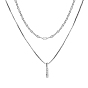 Alloy Chains Double Layered Necklaces, with Rhinestone Pendant